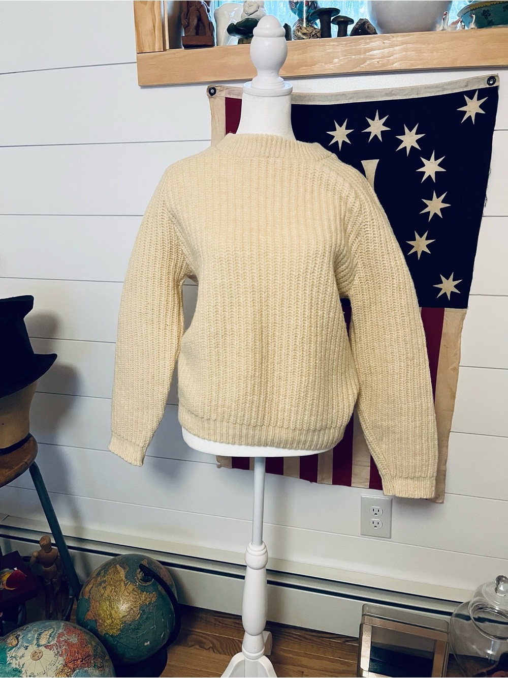 Vtg Sperry Too Sider Wool Sweater USA Fisherman Oarsman Small